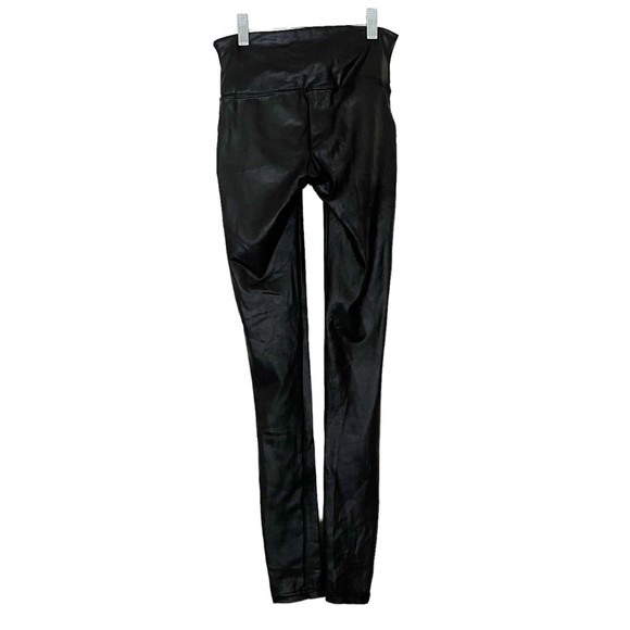 Spanx Ready To Wow Black Faux Leather Leggings Womens Size Small 2437 High Waist - Picture 3 of 10